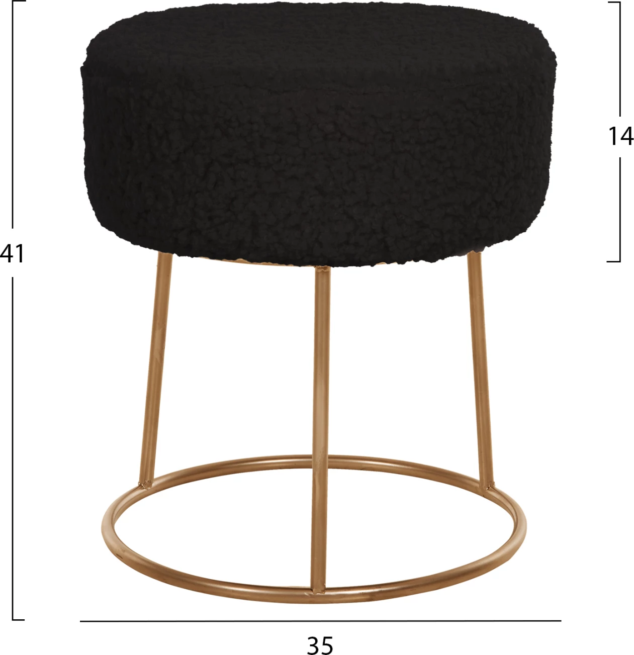 Karrige për bar KARLO FH8411.24, pëlhurë boucle e zezë, bazë e artë, Φ35x41H cm