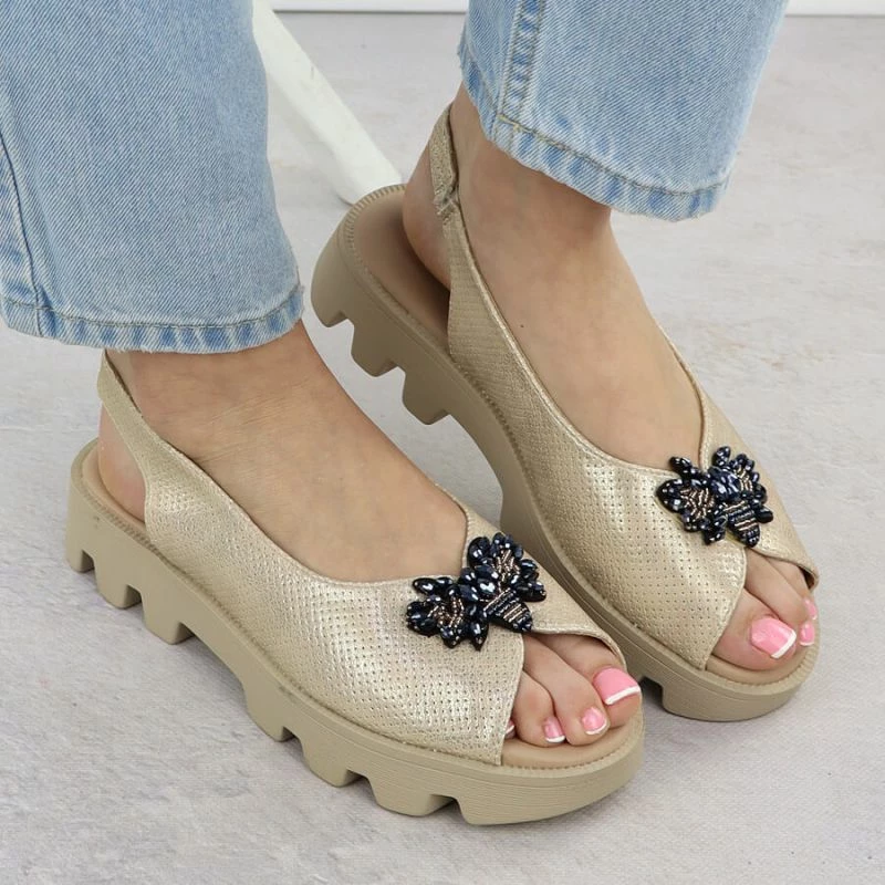 Sandale platforme Potocki SZ12610, të arta