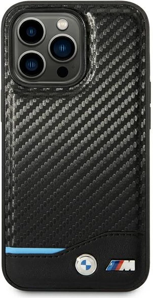 Mbështjellës BMW Leather Carbon për iPhone 14 Pro 6.1", i zi