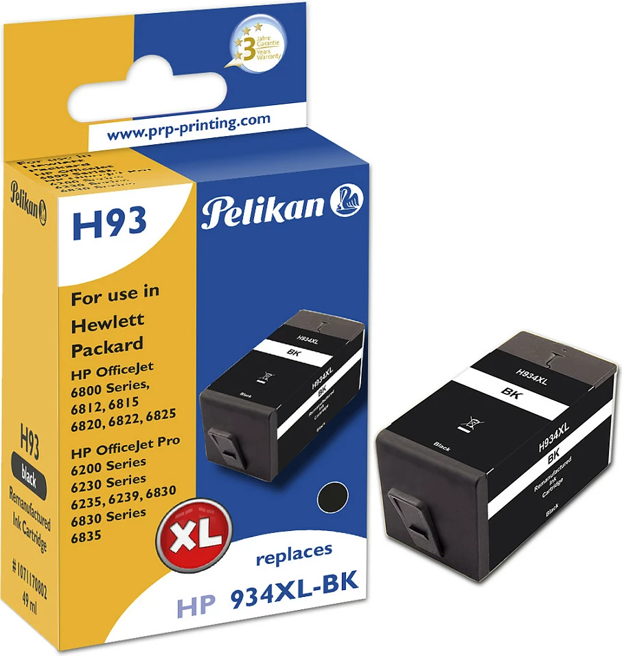 Kartushë boje Pelikan H93, zëvendësim HP 934XL / C2P23AE, XL Yield, 1000 faqe, e zezë