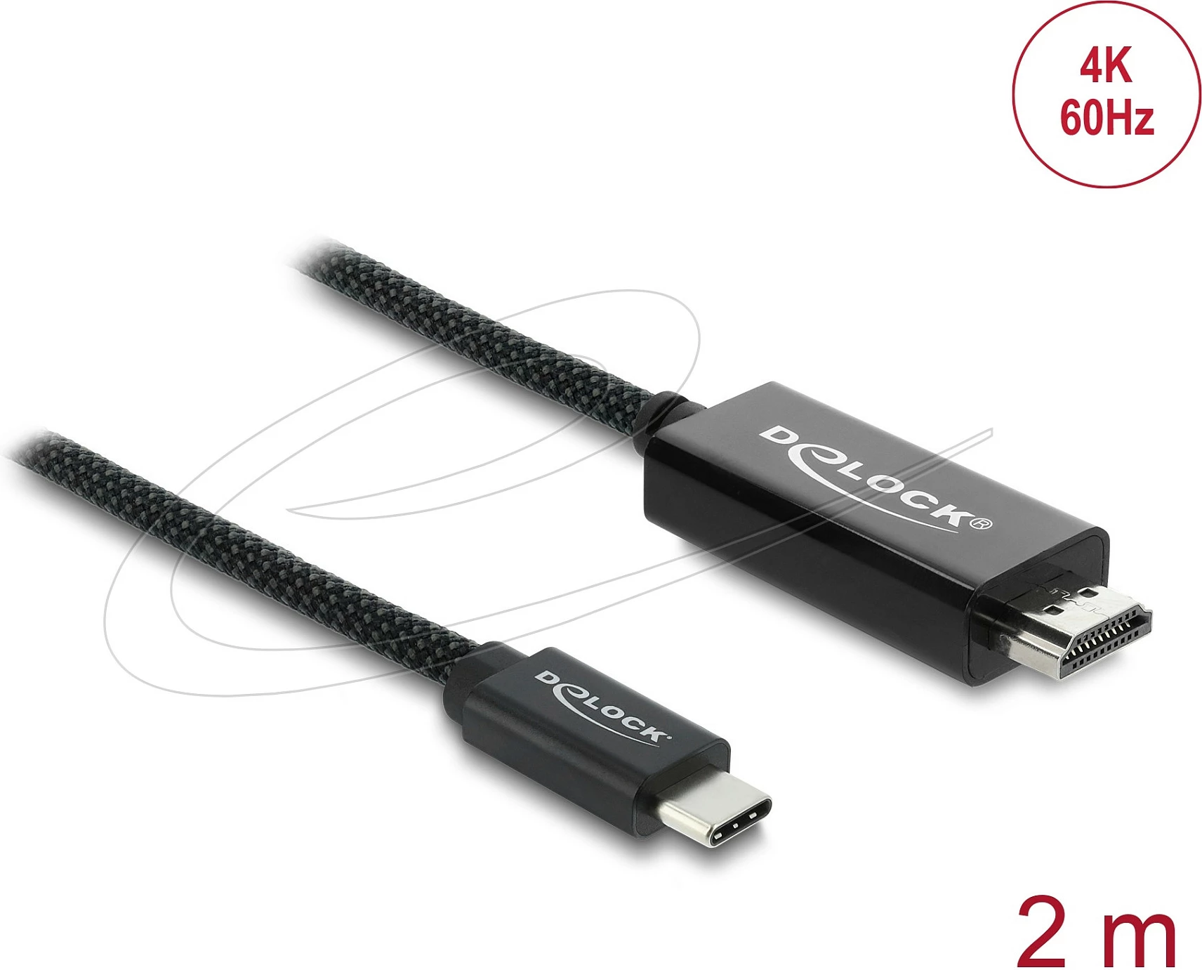 Kabllo DeLOCK 81704 USB-C në HDMI, 2 m, 4K 60Hz, e zezë