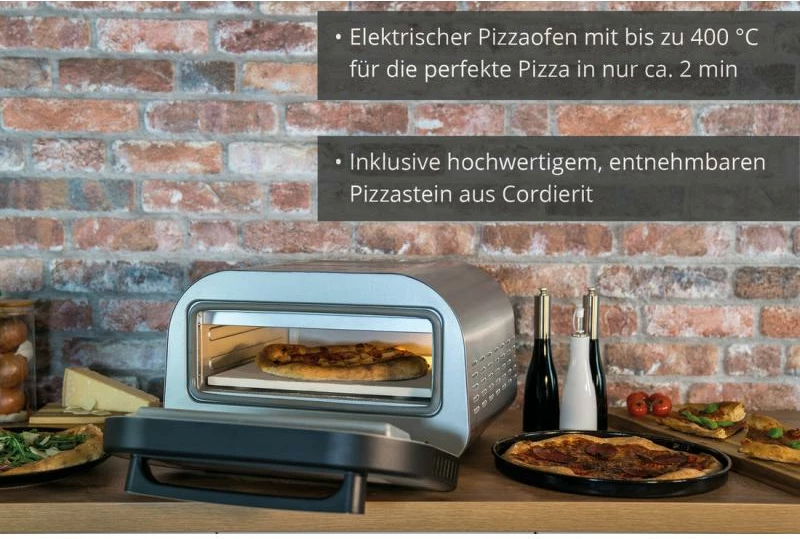 Furrë pice elektrike UNOLD Luigi 68816, gur pice i përfshirë, deri 450°C, ngrohje sipër/poshtë e rregullueshme, argjendtë