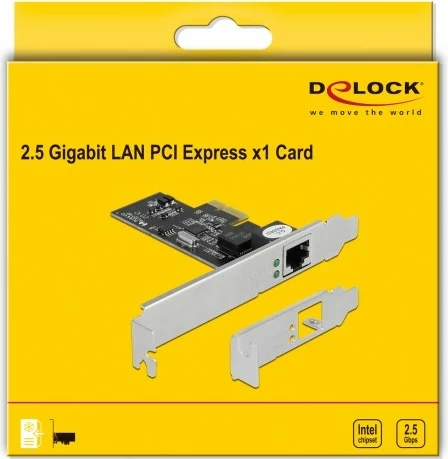 Kartë rrjeti DeLOCK PCI Express x1, 2.5 Gbit/s, RJ-45, e zezë