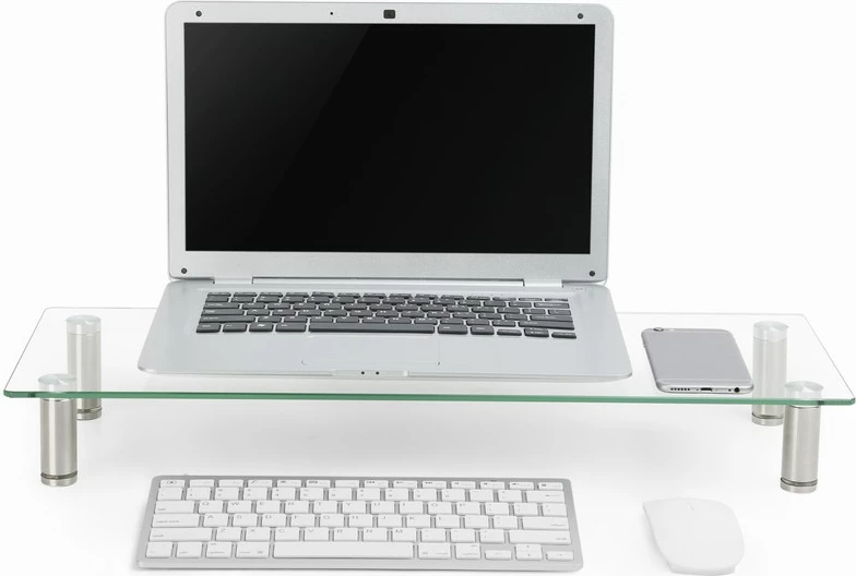 Stendë xhami për monitor Gembird MS-TABLE-GM-01, Size M, 580×210 mm, lartësi e rregullueshme 75-90 mm, ngarkesë 20 kg, e zezë