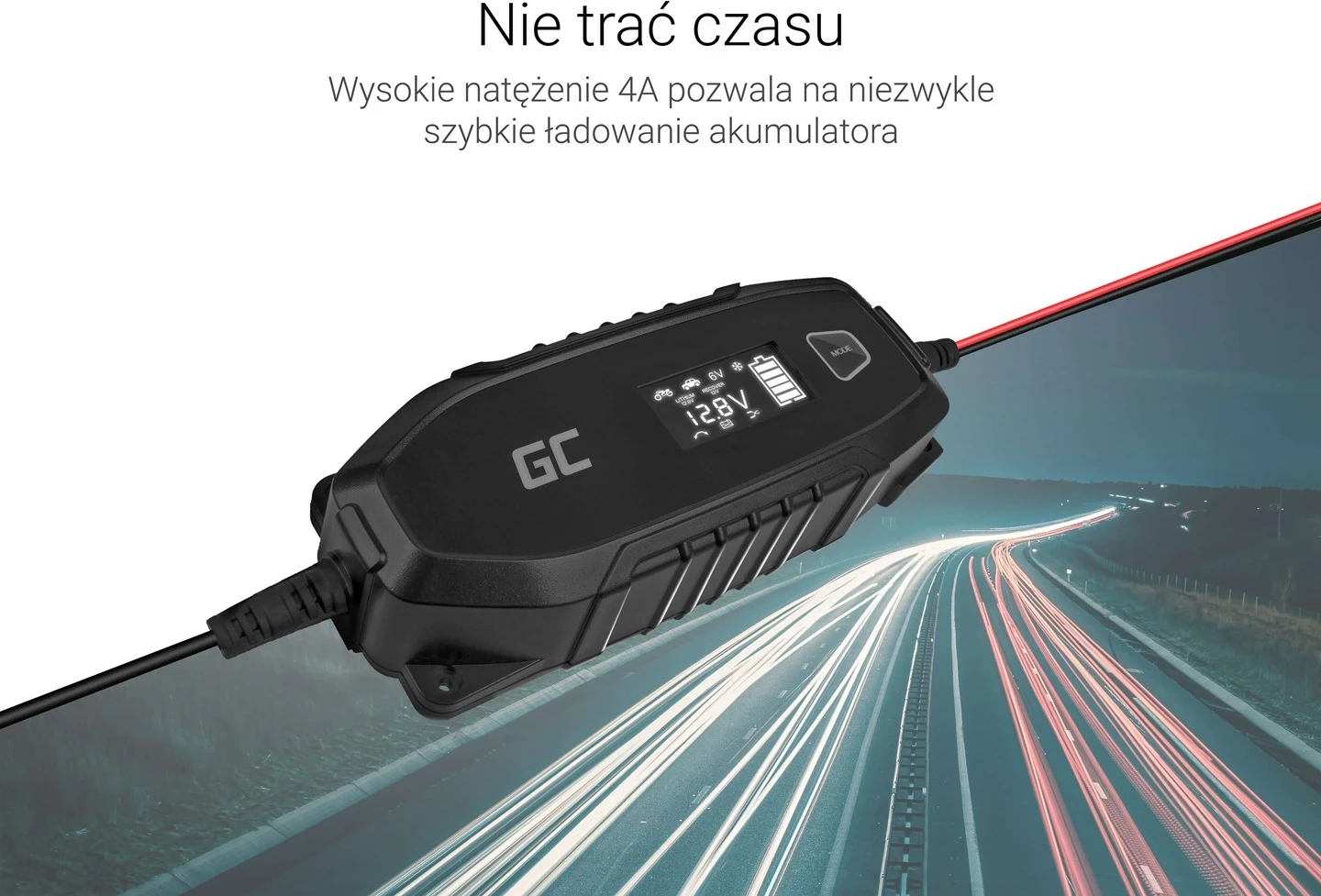 Karikues Green Cell për akumulatorë 6V 12V 4A me funksion diagnostikimi 6/12 V i zi