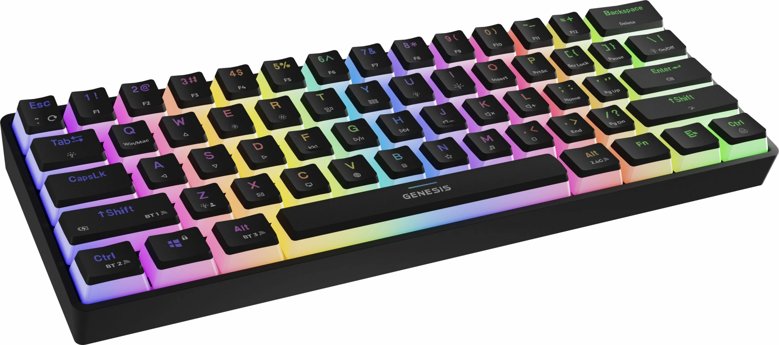 Tastierë mekanike gaming GENESIS Thor 660 G2 (NKG-1916), 60%, Gateron Red, RGB, wireless/wired, US layout, e zezë