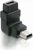 Adapter mini USB-B 5-pin DeLOCK 90°, mashkull në femër, i zi