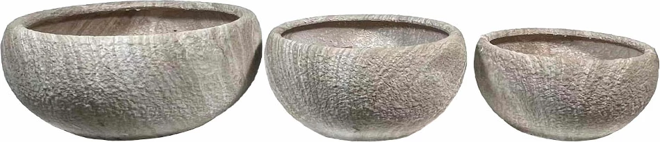 Set vazo Pumor, 3 copë, qeramikë, bezhë-bardhë, 43x43x18cm