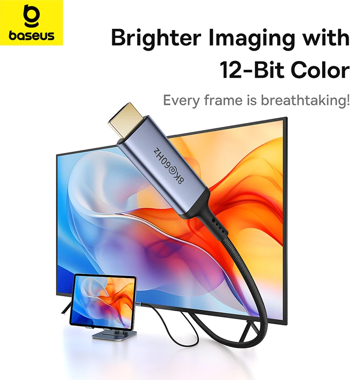 Kabllo USB-C në HDMI Baseus BS-OH064, 1.5m, 8K 60Hz, e zezë