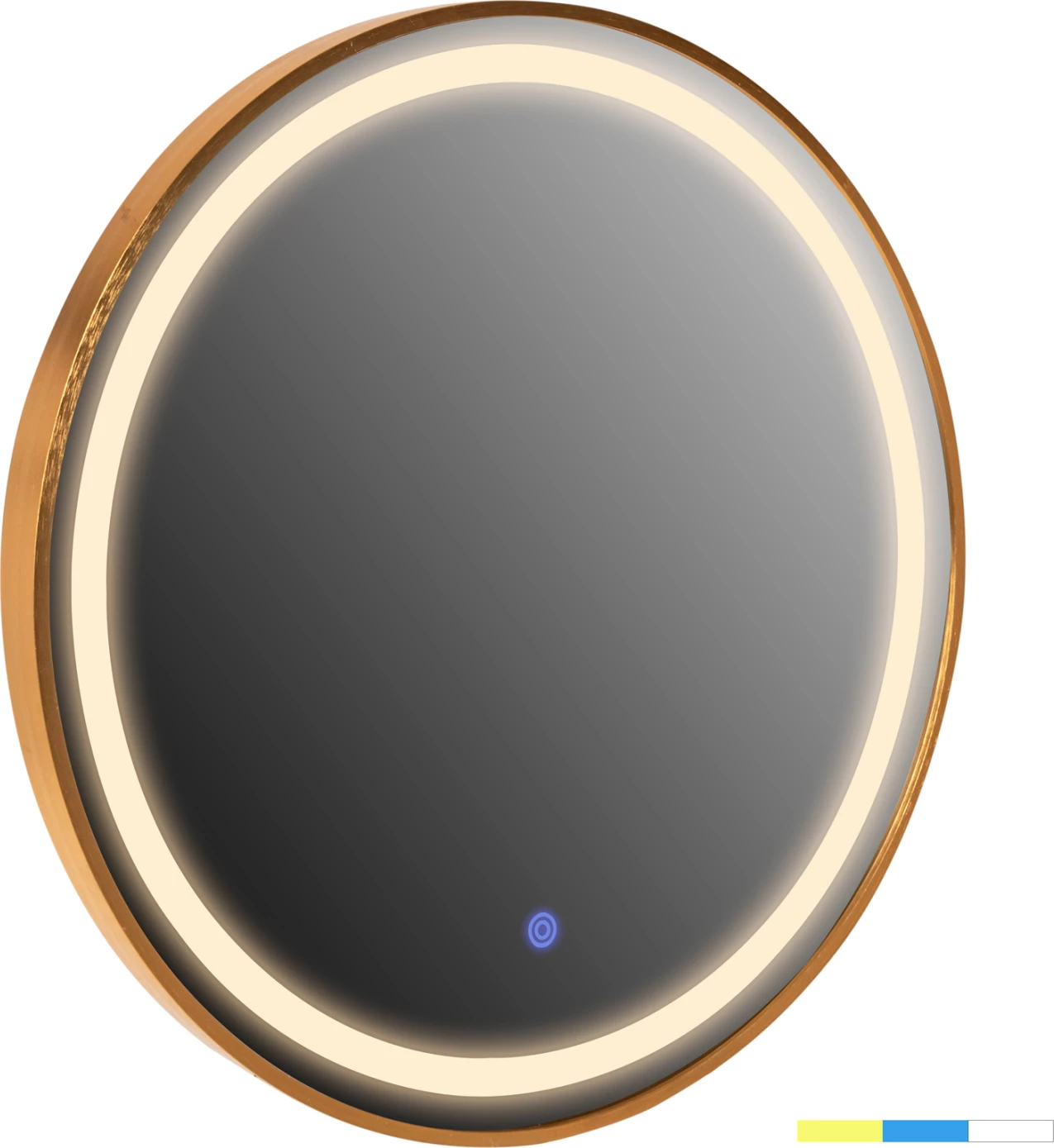 Pasqyrë muri rrumbullakët FH9580.30, alumini ari me LED, Φ60x3 cm