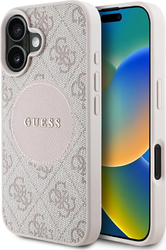 Mbështjellës Guess 4G Circle Classic Logo MagSafe për iPhone 16, Rozë