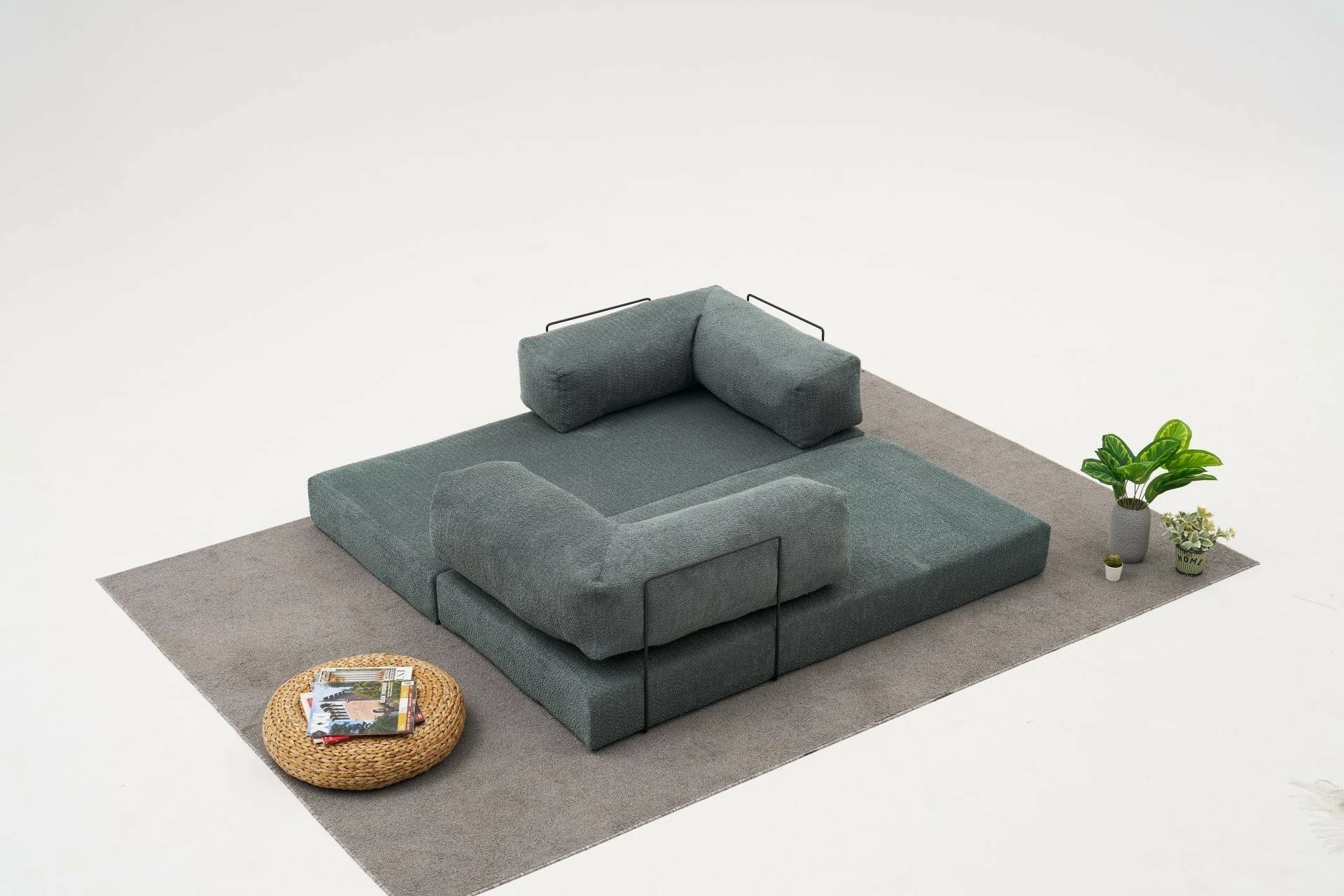 Divan treshe Atelier del Sofa, Comfort, ngjyrë e gjelbër