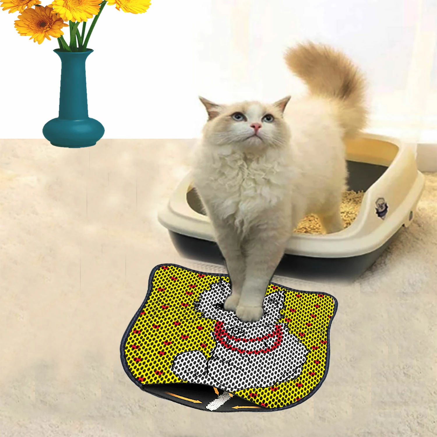 Tapet për rërë mace, shumëngjyrësh, Paws & Whiskers, Kdkafa0208, 40x50cm