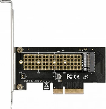 Kartelë zgjerimi PCIe DeLOCK, PCIe 4.0 x4 në M.2 NVMe Key M 2230-2280, Low Profile, gjelbër/gri
