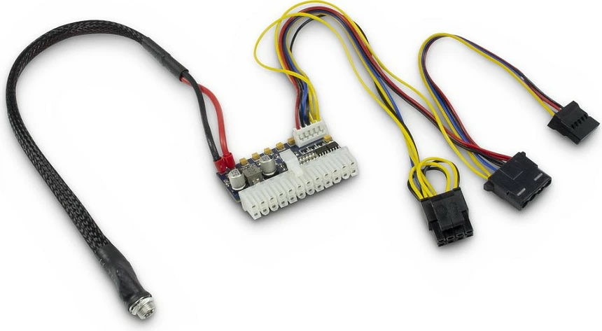 Kabllo rryme Inter-Tech DC Jack në ATX 20-pin, EPS 4+4, SATA, Molex, 12V 160W, e zezë