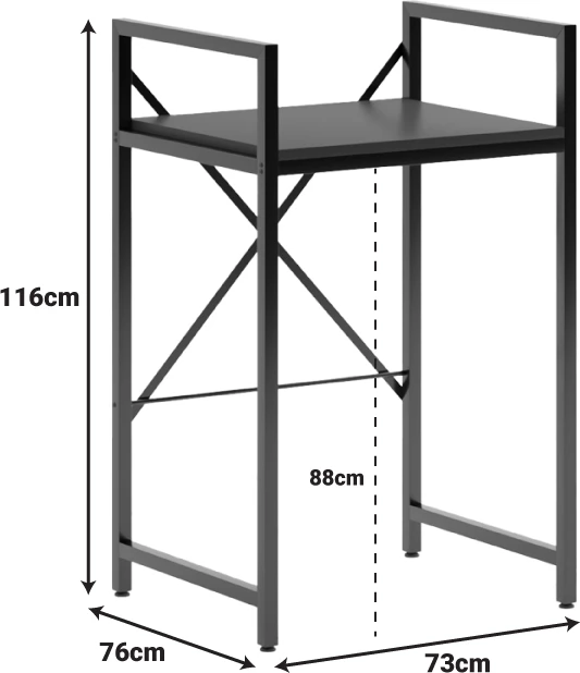 Raft mbështetës për lavatriçe e tharëse, metal i zi, Delavar, 72x60x116cm