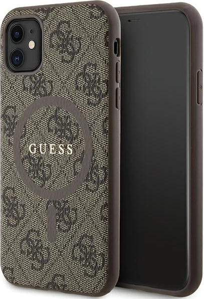 Mbështjellës Guess GUHMN61G4GFRW për iPhone 11/XR 6.1", 4G Collection, lëkurë, MagSafe, kafe