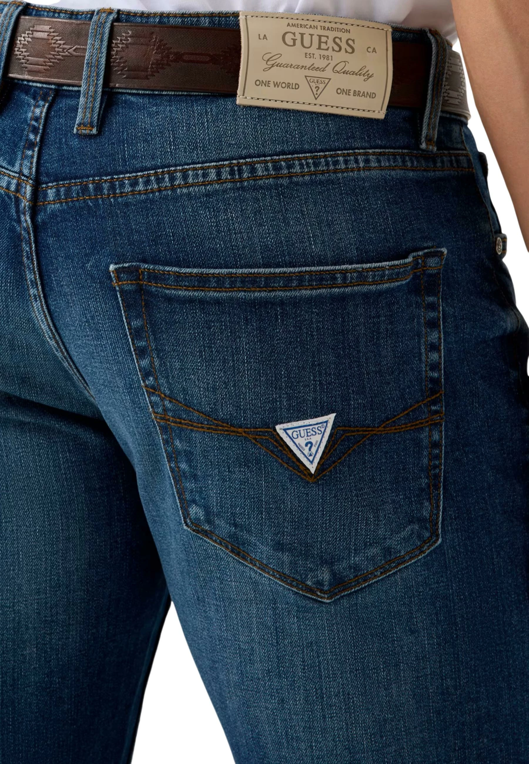 Pantallona për meshkuj Guess ANGELS M6YAN2 D1476, denim i errët [Madhësia: W38 L32]