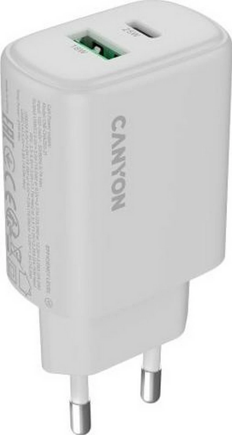 Karikues rrjeti Canyon OnCharge 250 25W, 1x USB-C PD, 1x USB-A QC, i bardhë