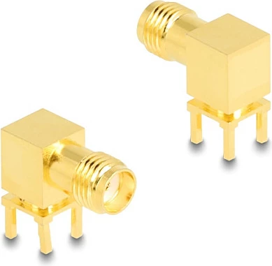 Adapter SMA femër 90° PCB DeLOCK HBI59-1, 50Ω, gold
