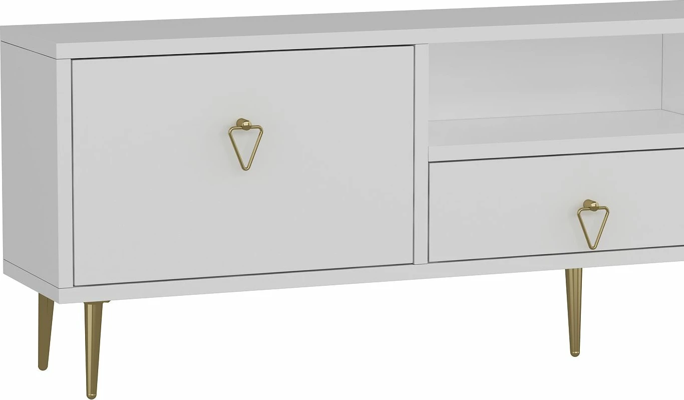 Komodë për TV, Skye Decor, 1306-DROP-1, e bardhë, e artë