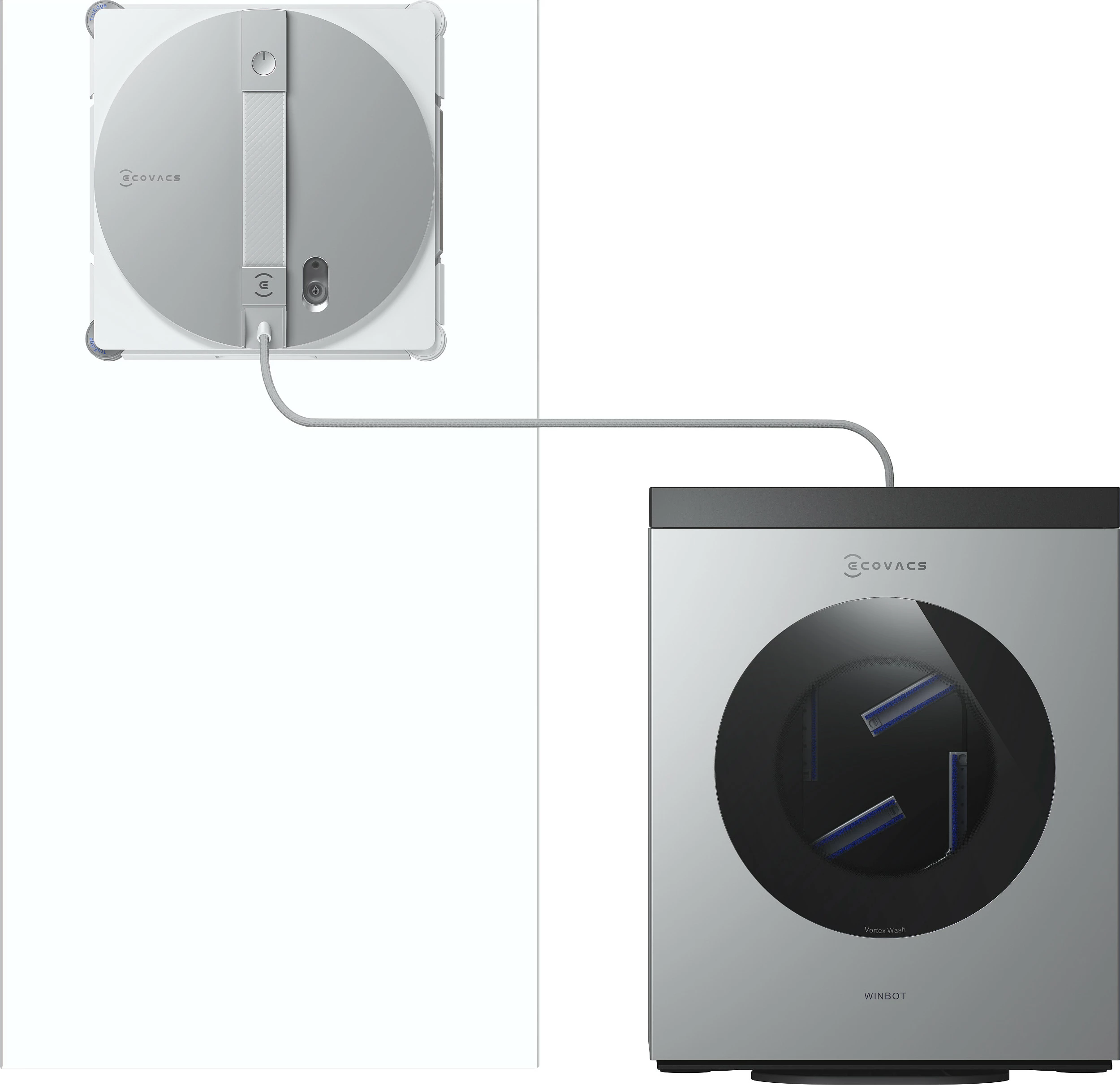Robot pastrues dritaresh ECOVACS WINBOT W3 OMNI, 8000 Pa, 95 W, argjend/bardhë