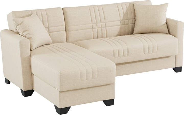 Kënd-sofë krevati i kthyeshëm Stashio, material stof, ngjyrë krem, 202x143x84cm