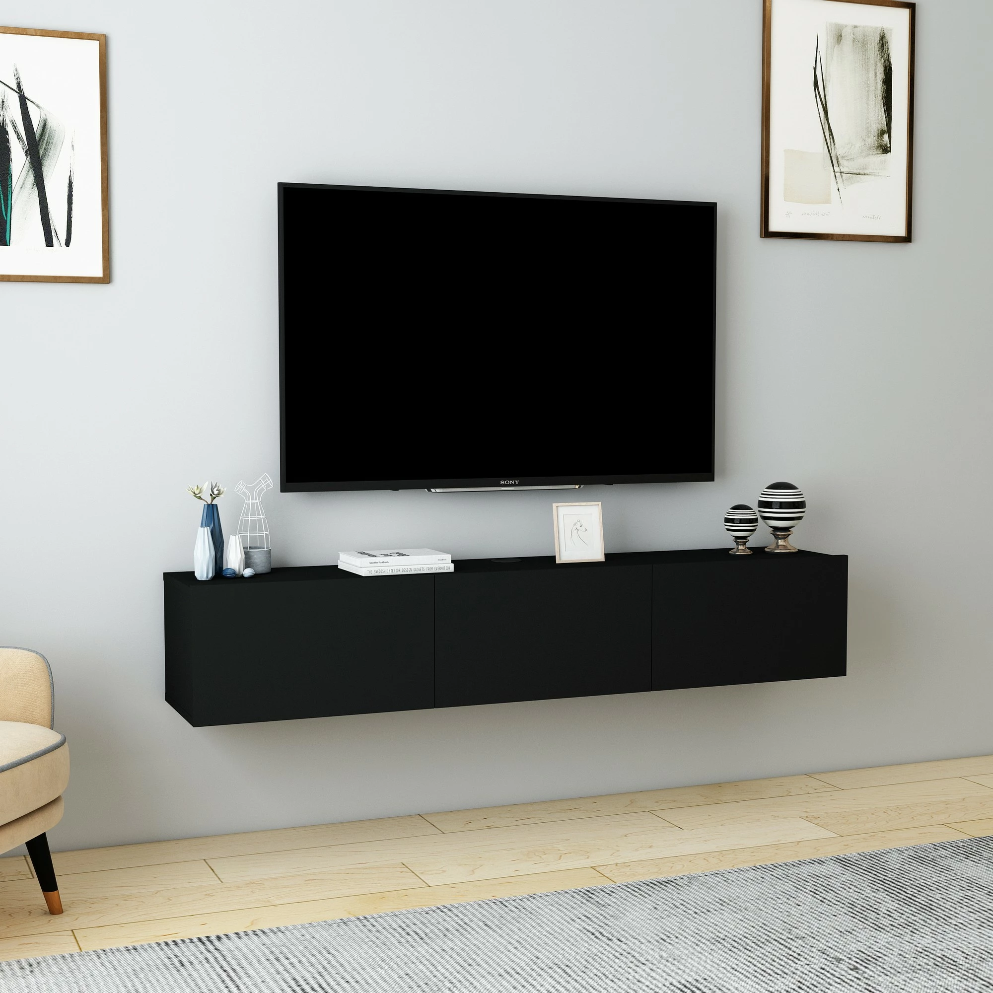 Komodë për TV, ngjyrë e zezë, Skye Decor Denby