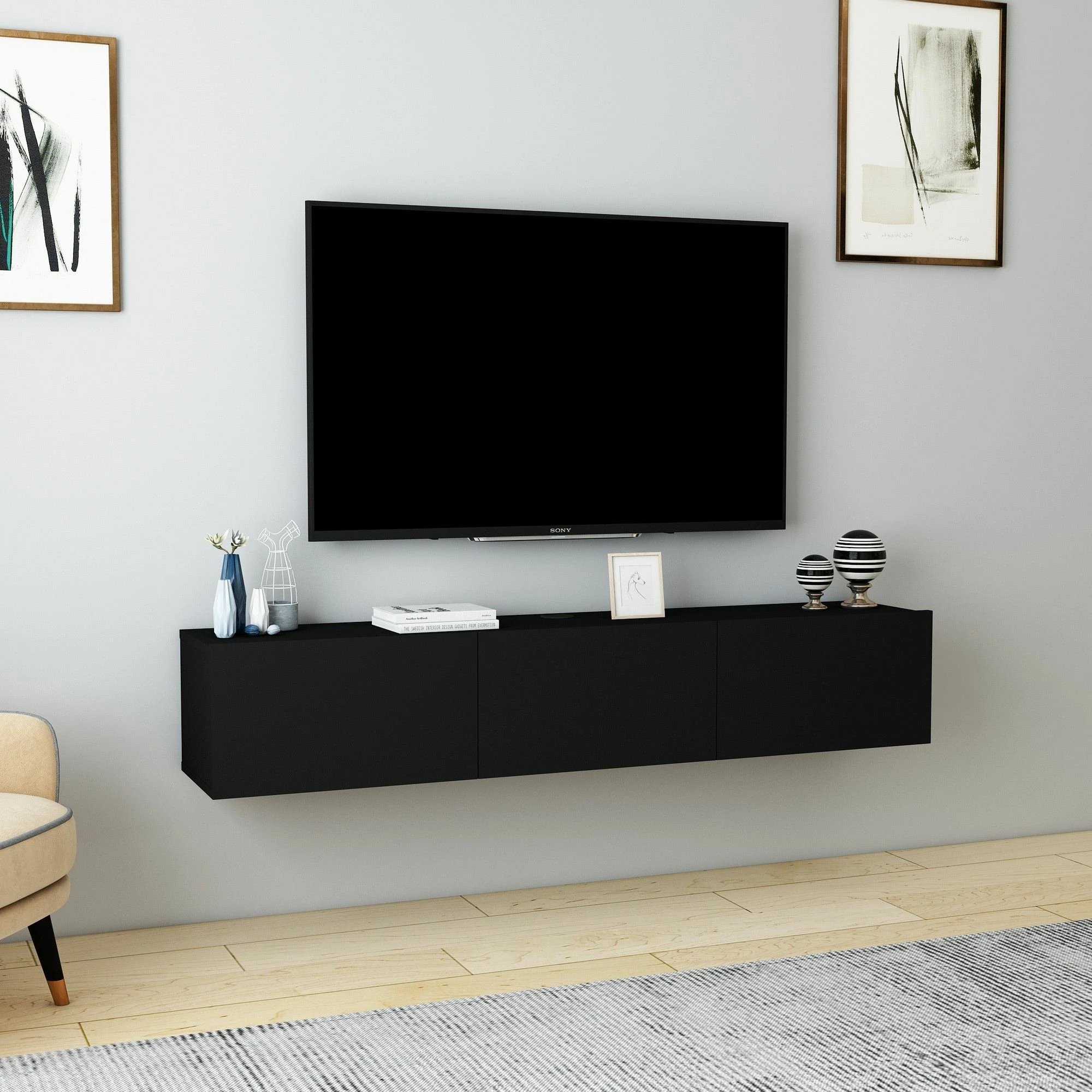 Komodë për TV, ngjyrë e zezë, Skye Decor Denby