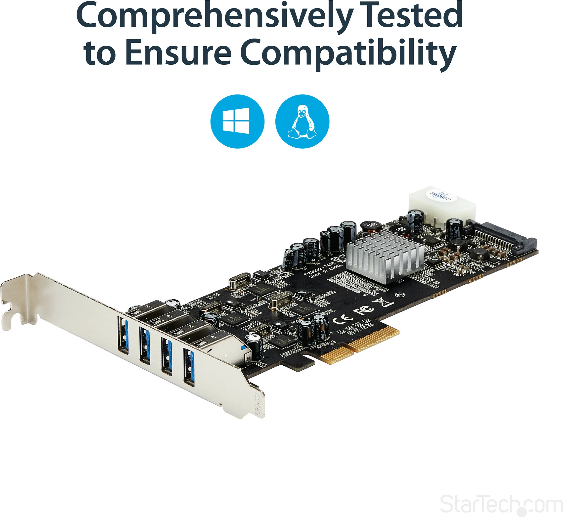 Kartelë PCIe USB StarTech PEXUSB3S44V, 4x USB 3.2 Gen 1, UASP, Full/Low Profile, e zezë