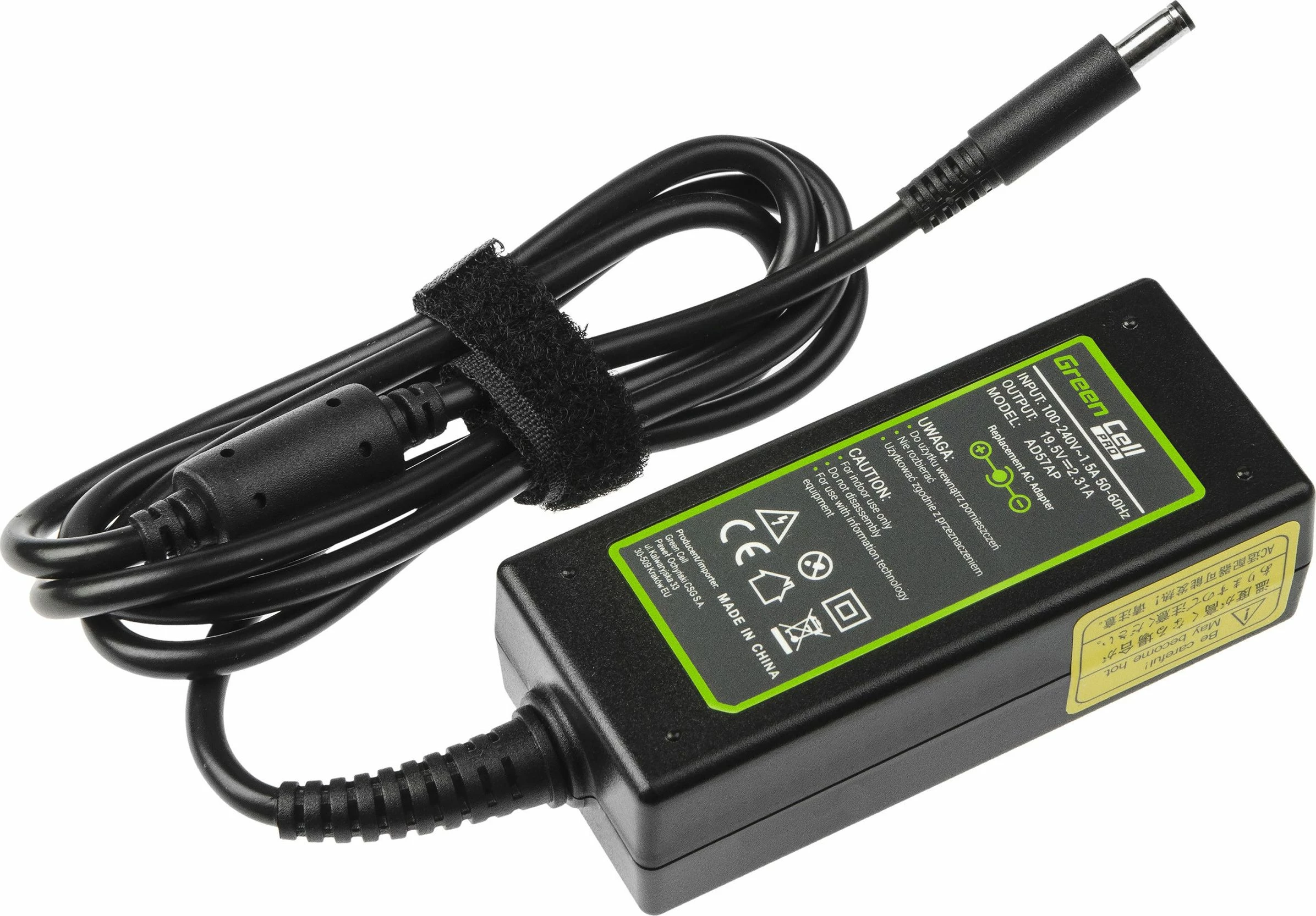 Adapter rryme për laptop Green Cell PRO AD57AP 45W 19.5V 2.3A 4.5x3.0mm, i zi, me kabllo rryme