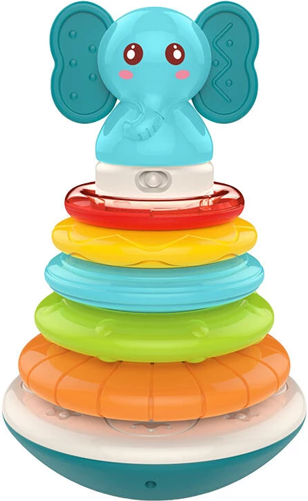 Lodër edukative Huanger HE0295 me unaza muzikore, për foshnje, shumëngjyrëshe