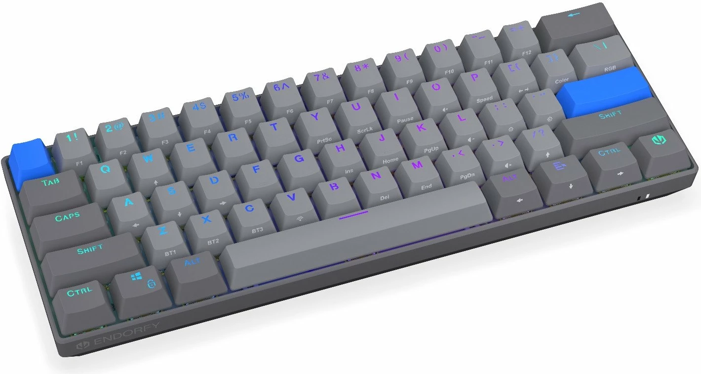 Tastierë mekanike Endorfy Thock V2 Compact Wireless EY5A132, 60%, RGB, USB/Bluetooth/2.4GHz, switch ENDORFY Yellow by Gateron, gri