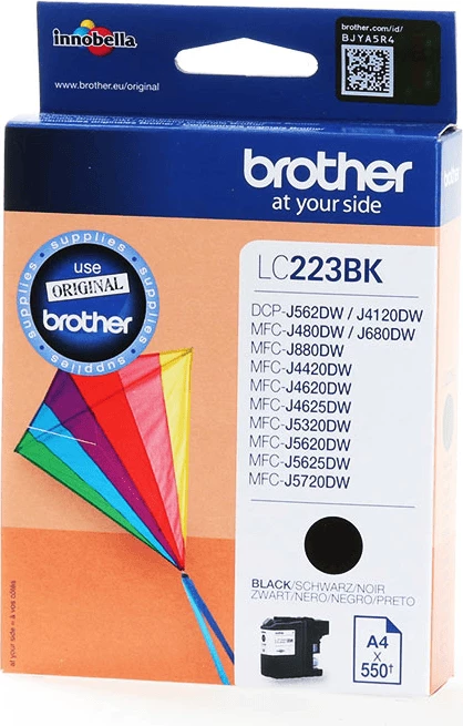 Patron boje, Brother, LC223BK, 11.8 ml, deri 550 faqe, madhësi standarde, e zezë