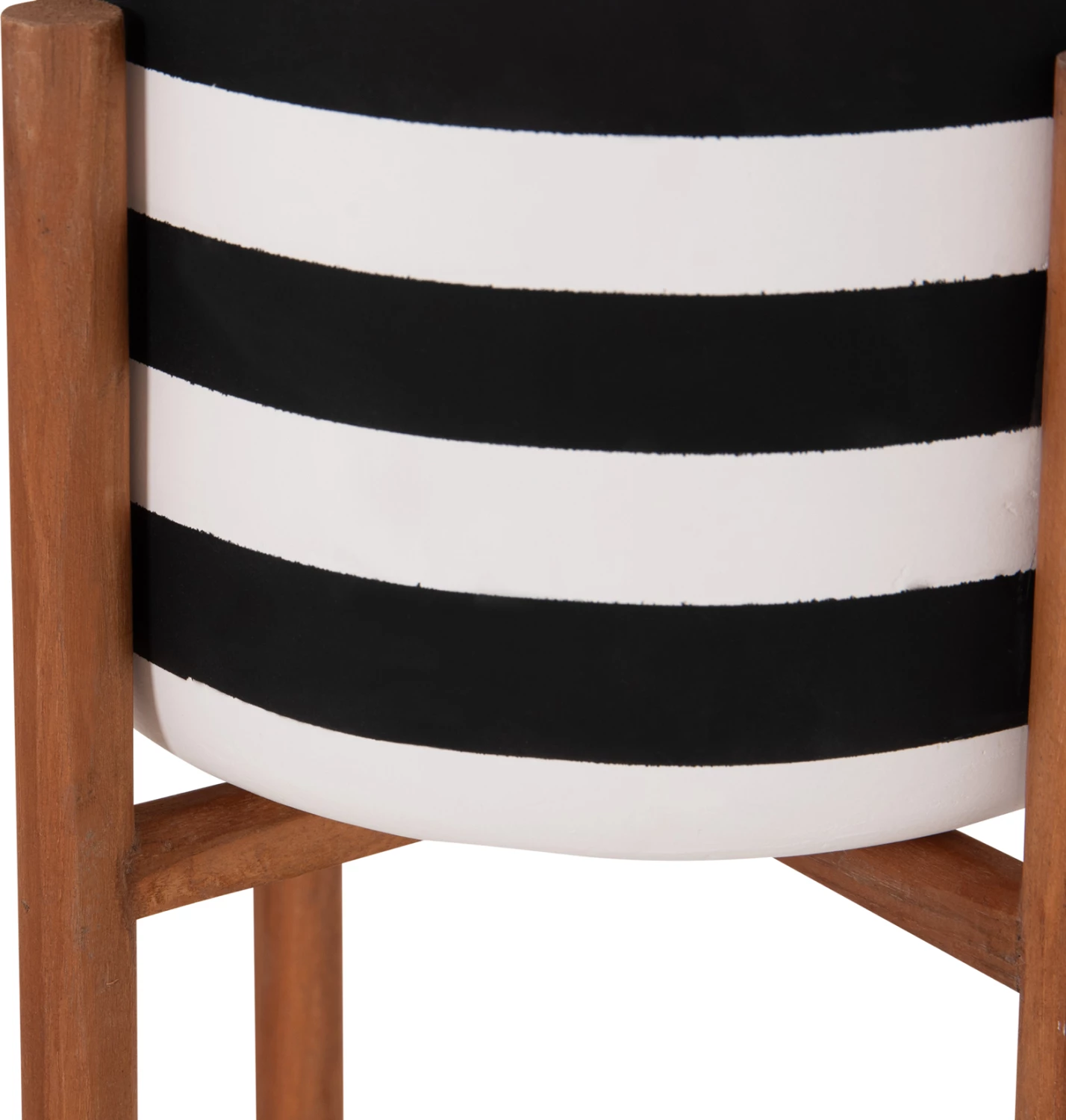 Vazo e brendshme RENTIL, fibër-cement, vija të zeza dhe të bardha, bazë dru tik, 23x60cm