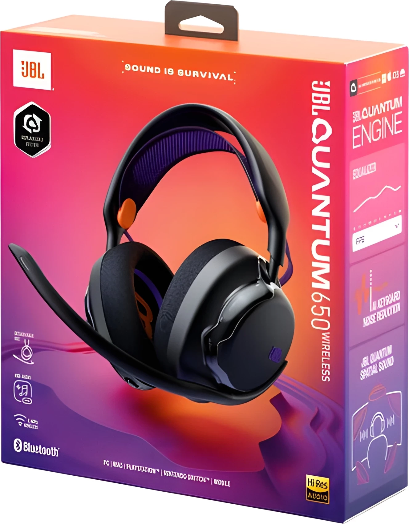 Kufje gaming JBL Quantum 650, wireless, me mikrofon, zi/vjollcë, set