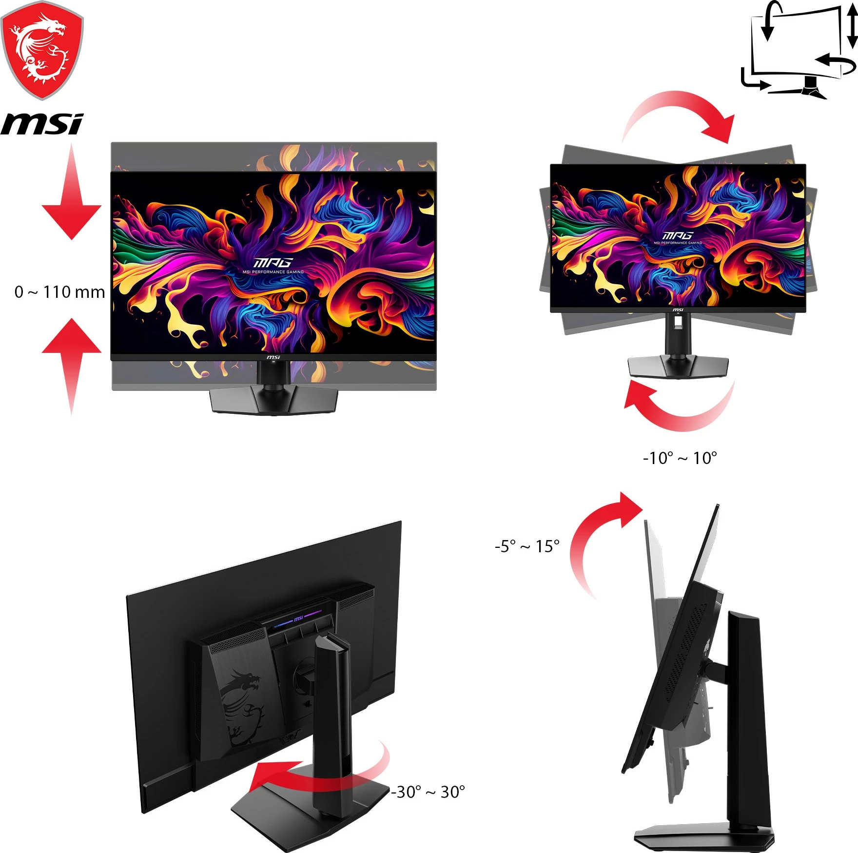Monitor MSI MPG 321URXDE QD-OLED, 31.5 inç, 4K, 240Hz, USB-C, zi