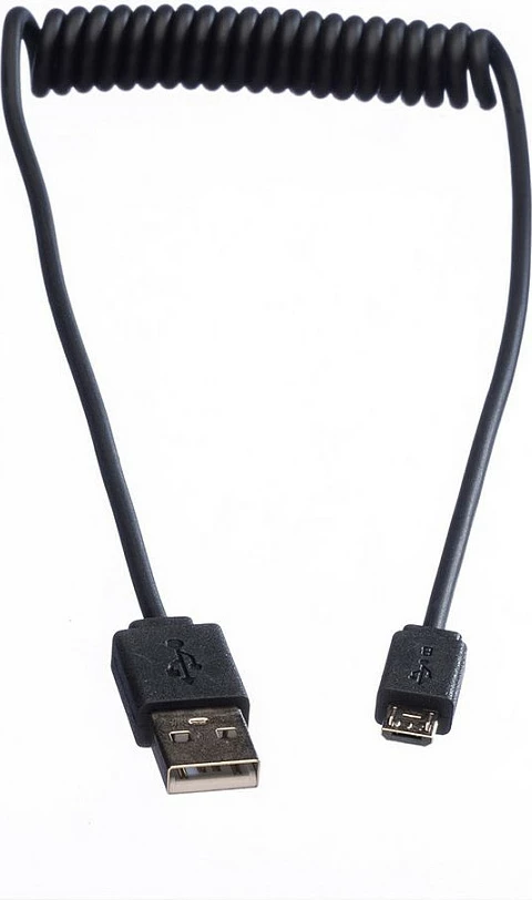 Kabllo USB ROLINE USB 2.0 A në Micro-USB B, 1 m, spirale, e zezë