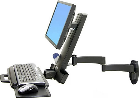 Mbajtëse muri për monitor me tabaka tastiere Ergotron 200 Series Combo Arm, deri 24", VESA 75x75/100x100, 8.2 kg, e zezë