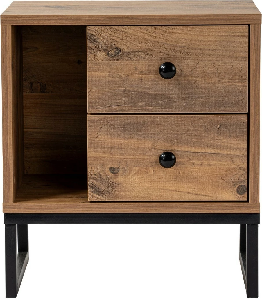 Komodinë Nordure, ngjyrë Atlantic Pine, e zezë