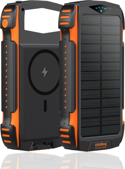 Power bank 4smarts TitanPack UltiMag, 20000 mAh, Qi-Charger 15W, i zi, portokalli