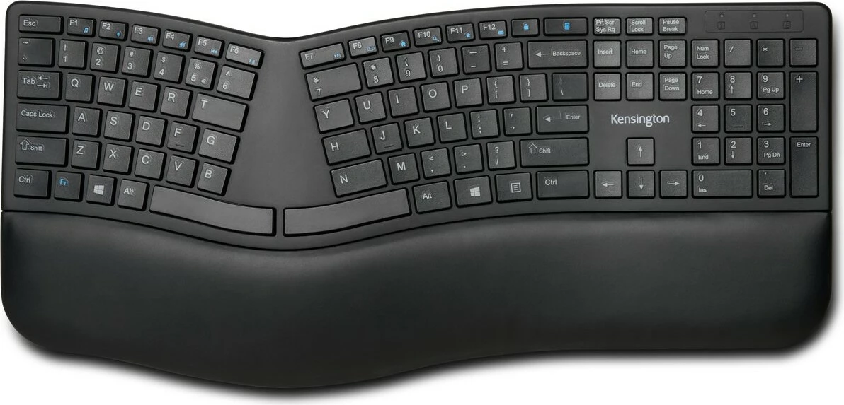 Tastierë wireless Kensington ProFit Ergo, full-size, QWERTY, Bluetooth + RF, e zezë