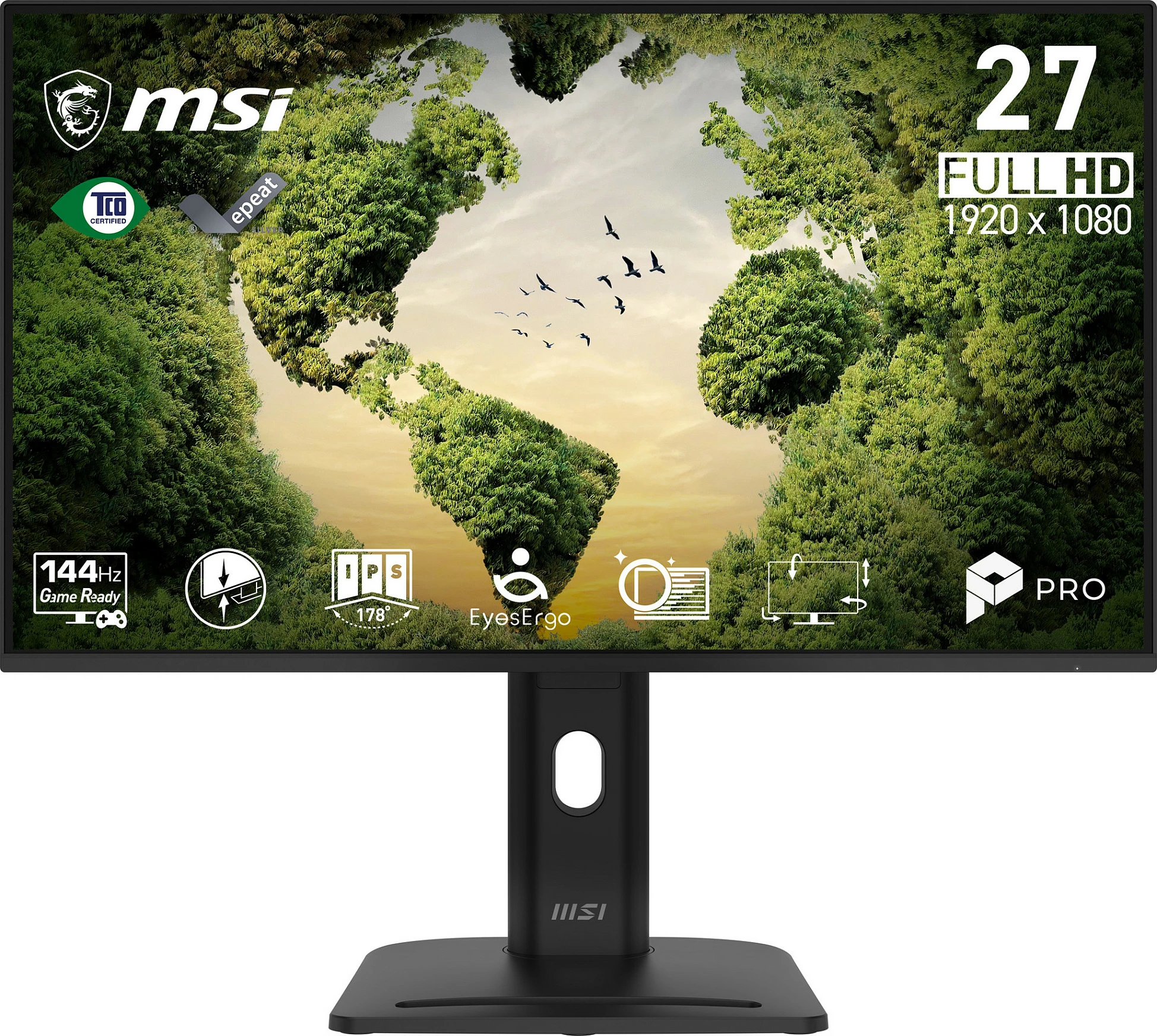 Monitor MSI PRO MP275PGN E14, 27" Full HD IPS 144Hz, Pivot, me altoparlantë, i zi