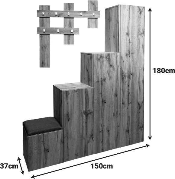 Mobilje hyrëse Nenich, ngjyrë sonoma, 150x37x180cm