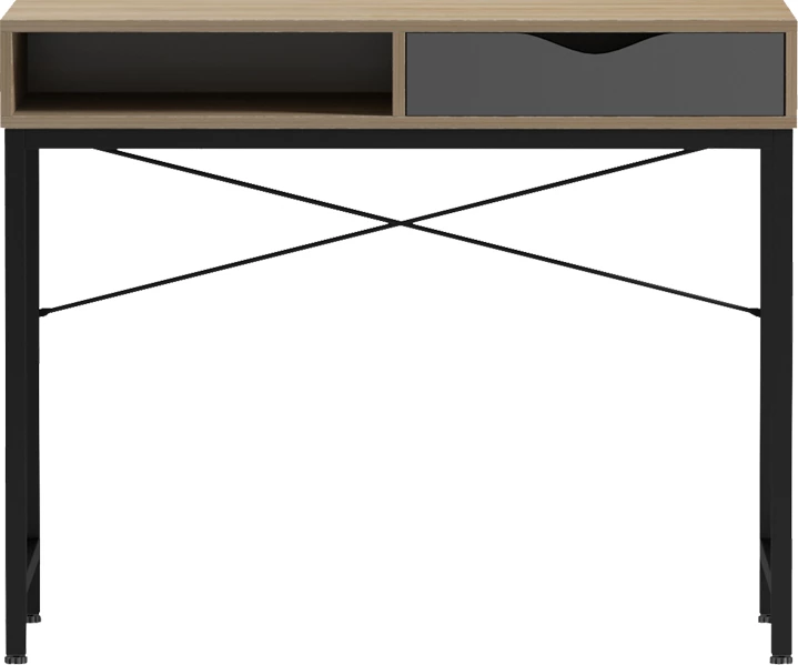 Tavolinë zyre Kama, ngjyrë sonoma-gri, këmbë metalike të zeza, 95x48x76cm