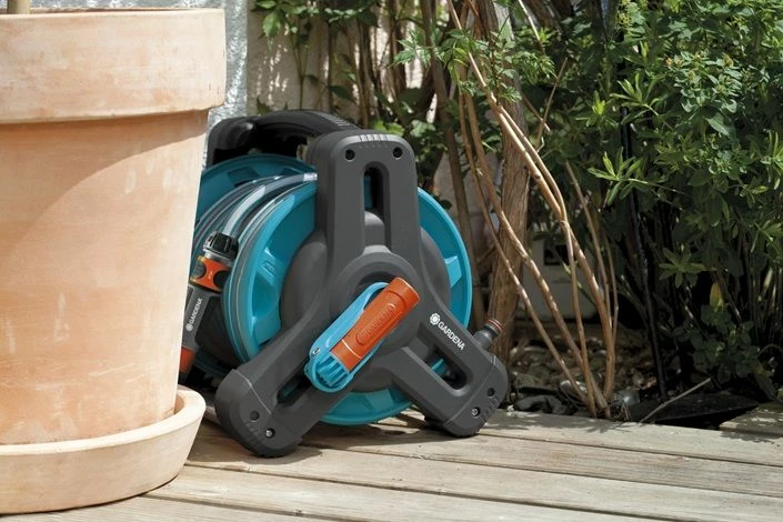 Rrotullues zorre kopshti Gardena Classic 8010 me zorrë 10 m, 13 mm (1/2\"), set me lidhësa, turkeze/gri/portokalli