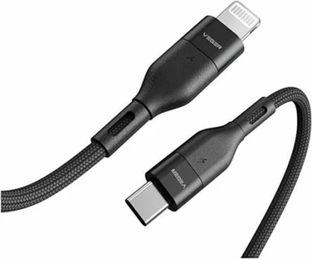 Kabllo VEGER CL01 USB-C në Lightning 1.2 m, e zezë