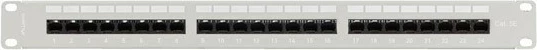 Patch panel LANBERG 24 porta 1U 19" kat.5E, ngjyrë gri me organizues kabllosh
