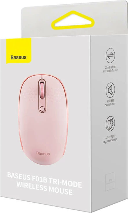 Maus wireless Baseus F01B Tri-mode, 1600 DPI, rozë