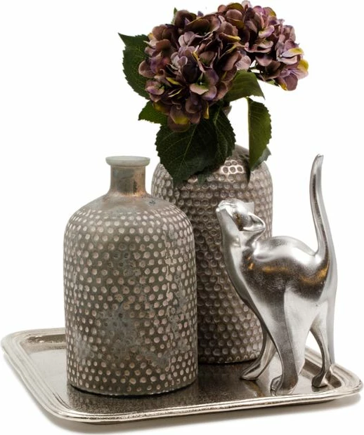 Tabaka dekorative, alumini, ngjyrë argjendi, 33x33x2cm